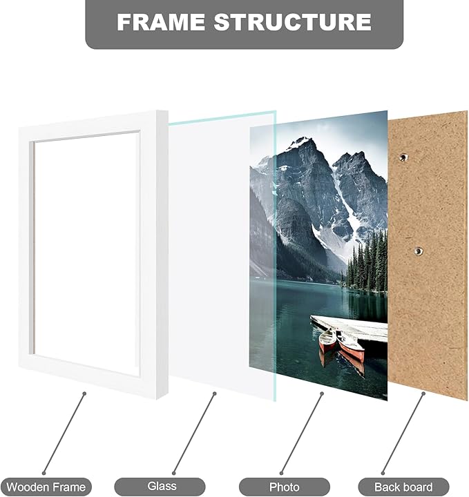 5.5x8.5 diploma Frame - Made of Real Glass and White Wooden Frame, 5.5 by 8.5 Photo for Wall or Tabletop Display, 3 Pack
