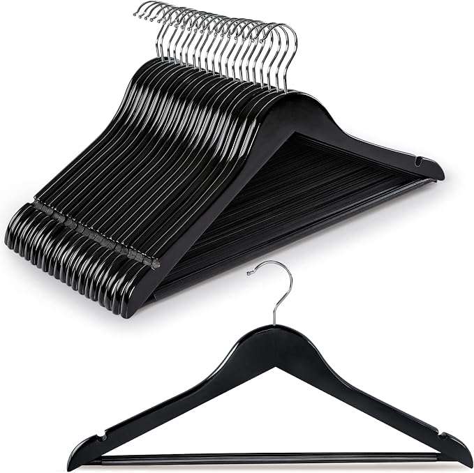 TOPIA HANGER Wooden Hangers 20 Pack, 360° Swivel Hook, Smooth Finish, Shoulder by TOPIAHANGER