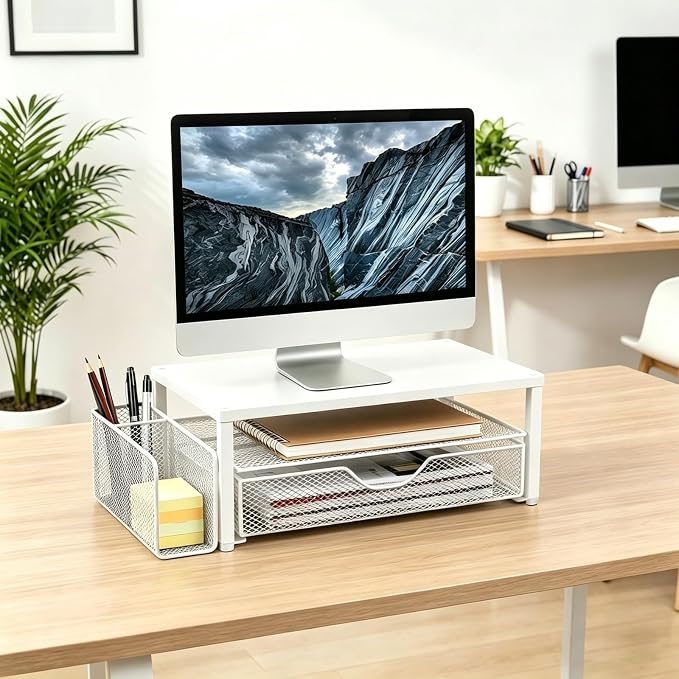 Spacrea Monitor Stand with Drawer and Pen Holder | Monitor Riser Desk - Image 7