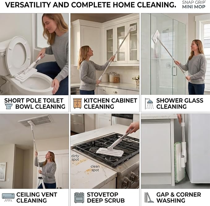 Snap Grip Mop Hands-Free Multi-Purpose Flat Mop - Image 6