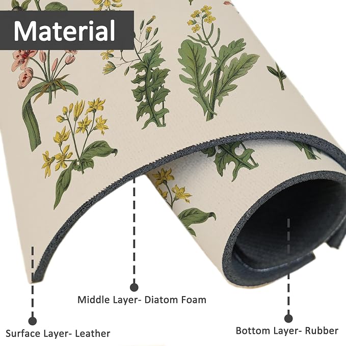 15" X 5.5" Kitchen Sink Splash Guard Faucet Mat Floral Super Absorbent Fast - Image 2