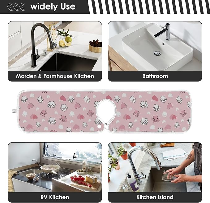 Pink Cat Paw Gradient Rainbow Unicorn Sink Mat - Image 7