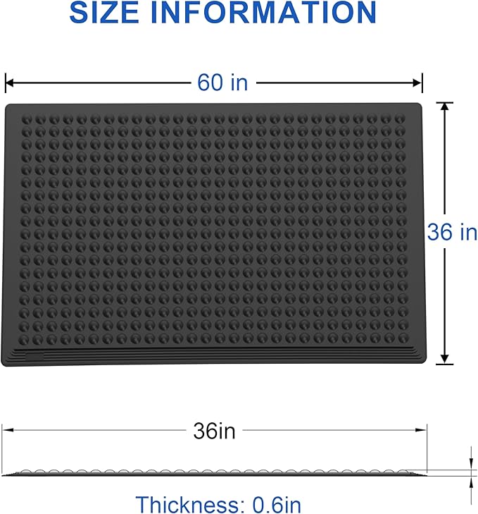 OrangeStar Anti-Fatigue Mat 36"x60" with Textured Nubs, 2-Pack Beveled Edge Kitchen Mat for Commercial Use, Non-Slip Rubber Flooring for Standing Desk, Restaurant, Bar, Black
