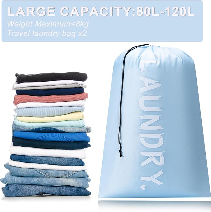 2 Pack Travel Laundry Bag, Extra Large Dirty Clothes Organizer - Image 4