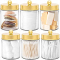 Amolliar Acrylic Apothecary Jar Bathroom Qtip Holder Gold 6 Pack by Amolliar