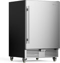 Upstreman 24 Inch Outdoor Refrigerator, Under Counter Refrigerator with Stainless Steel Door, Weatherproof, LED Light, Built-in or Freestanding Beverage Fridge for Home, Patio or Commercial Use-BR50