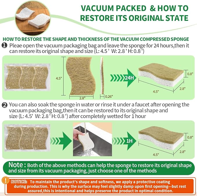 Sponges Kitchen Natural Dish Sponge Plant-Based Biodegradable Compostable | - Image 7