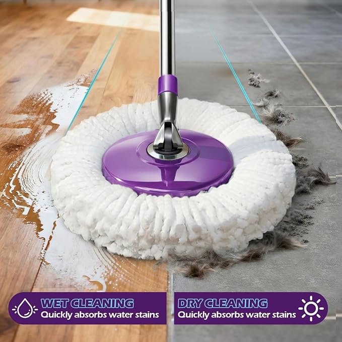 Spin Mop and Bucket with Wringer Set, Masthome 360°Spinning Bucket System with - Image 4