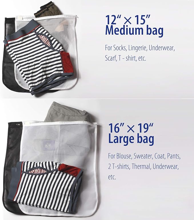 TENRAI 5 Pack Delicates Laundry Bags, Bra Fine Mesh Wash Bag, Protect Best - Image 6
