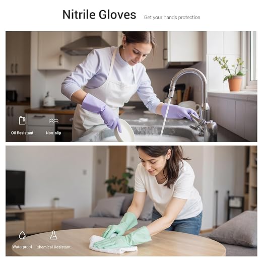 ThxToms Reusable Nitrile Dishwashing Gloves, Latex Free, 10 Mil - Image 4