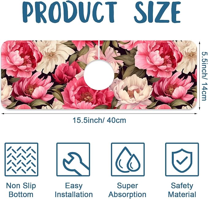 Faucet Mat for Kitchen Sink Absorbent Splash Guard Bathroom 15.5"X5.5" - Image 2