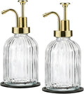 SheeChung 12oz Clear Glass Liquid Soap Dispenser, 2 Pack | Elegant Hand Soap by SheeChung