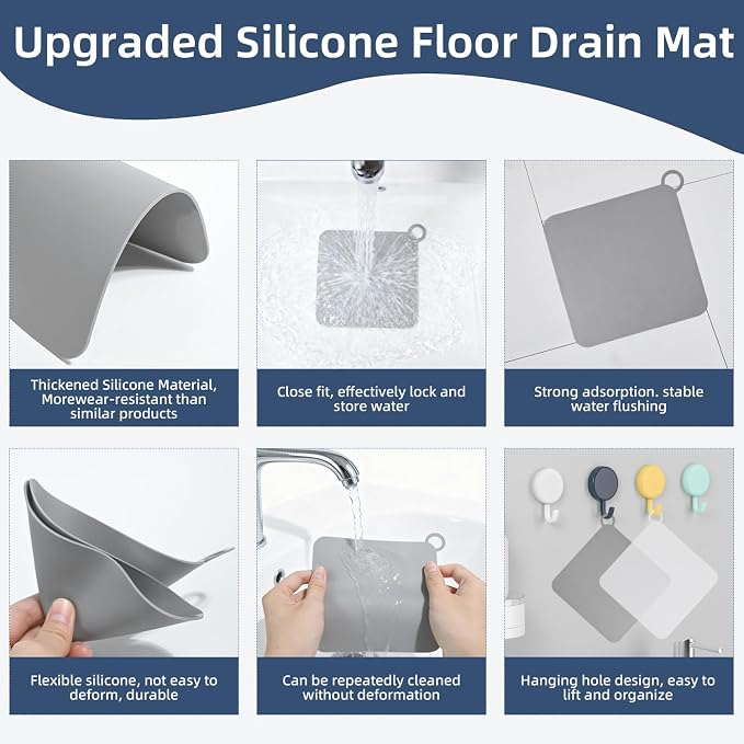 4-Pack Silicone Shower Drain Cover, 6x6 Inch Flat Floor Drain Cover | Anti-Odor - Image 5