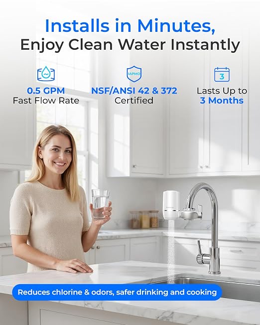 Waterdrop FC-01 Water Filter for Sink Faucet, 320 Gallons | Reduces Chlorine - Image 2