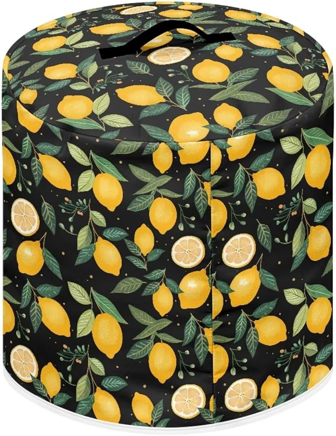 Lemon Print Air Fryer Cover Washable Pressure Cooker Dust Cover for 6 Qt Small Kitchen Appliance Cover with Top Handle Dust Protection Bread Cover for Home Decoration