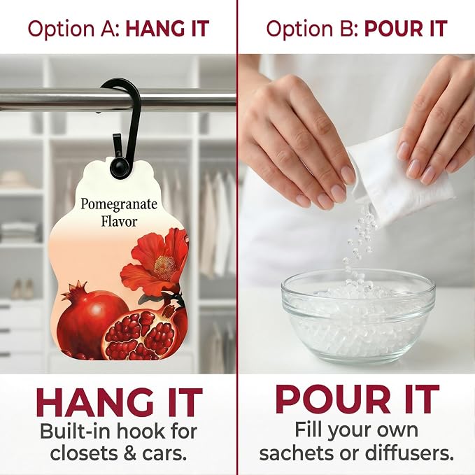 Pomegranate Scented Sachets for Drawers & Closets, 6 Pack Hanging Fragrance - Image 2
