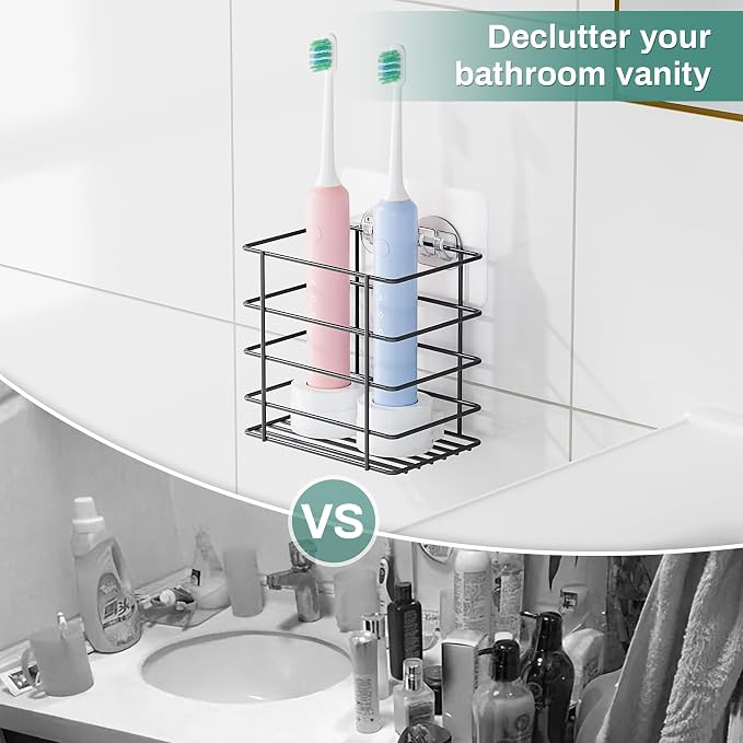 Open-Design Adhesive Shower Toothbrush Holder Wall Mounted - Image 2