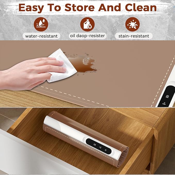 Graphene Warming Mat for Food - Fast Full Surface Heating Electric Warming Tray, Portable Food Warmer for Parties Buffet with 6 Temperature and Timer Settings, Brown