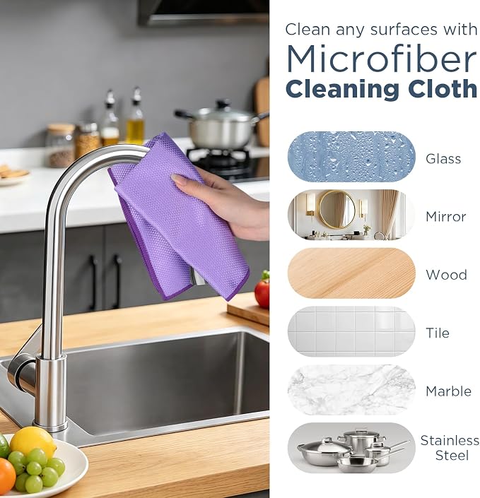 SINLAND Microfiber Glass Polishing Cleaning Cloths - Image 6