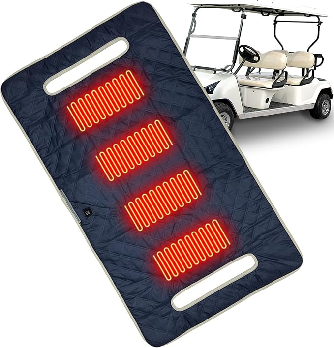 Heated Golf Cart Seat Covers - Cart Seats Cushion, Heavy Duty SeatBlanket Easy to Use Comfortable | Non-Slip Fast Heating Winter Comfort for Keeps Warm Clean Outdoor Car Club Chair Office Men Women