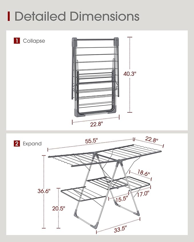 Sakugi Clothes Drying Rack, Foldable 2-Level - Image 4