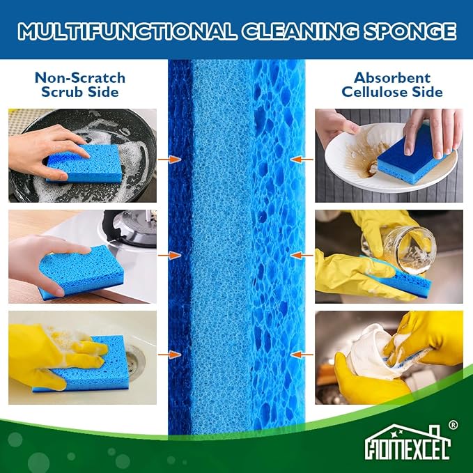 HOMEXCEL Sponges Kitchen 24 Pcs, Non-Scratch Sponge - Image 5