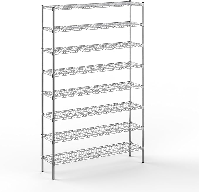 14" Deep x 54" Wide x 86" Height Wire Shelving Kit | 8-Tier | NSF Commercial Storage Rack Unit