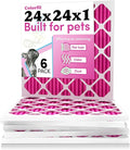 Colorfil 24x24x1 Air Filter (6-Pack) | Made in the USA | Color Changing | Remove Cat and Dog Odor | MERV 8 for Pet Hair Dander and Dust | 23.5"x23.5"x0.75" Exact Size