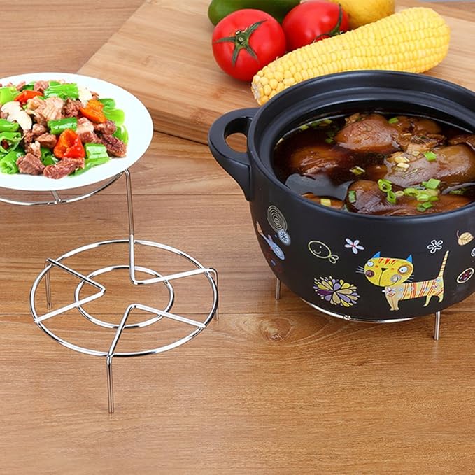 Steam Rack,Steaming Rack Stand,Steamer Basket,Heavy Duty Stainless Steel Metal Multi-function By Meleg Otthon (5.9" Diameter X1.2"High)