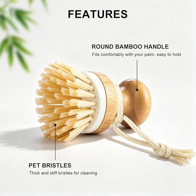 Bamboo Dish Scrubber 2 Pack Kitchen Brushes - Image 3