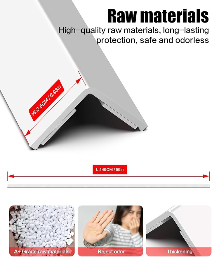 ‎Frychee Wall Corner Protector, Walls Edge Protector，Self-Adhesive Wall Corner Guards,PVC Double Side Edge Protector， Furniture Stairs Guard (6, 2.5x150cm/0.98x59.1in)