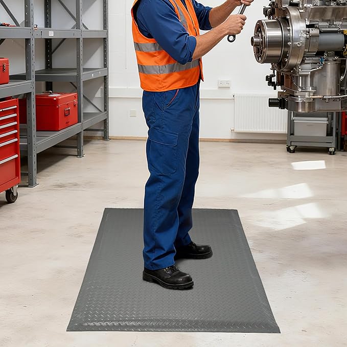 Anti Fatigue Mats Industrial 2' x 5' 15/16" Thick Ergonomic Standing Mat Commercial Kitchen Mat Heavy Duty Diamond Plate Cushioned Shop Floor Mats Helps Relieve Back and Leg Soreness