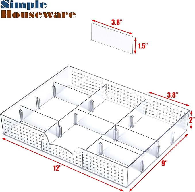 Simple Houseware Drawer Organizer Tray, 9 Adjustable Compartments, and Craft - Image 7