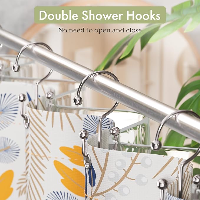 Shower Curtain Hooks Rings, Double Shower Curtain Hooks Rust Proof Stainless - Image 4