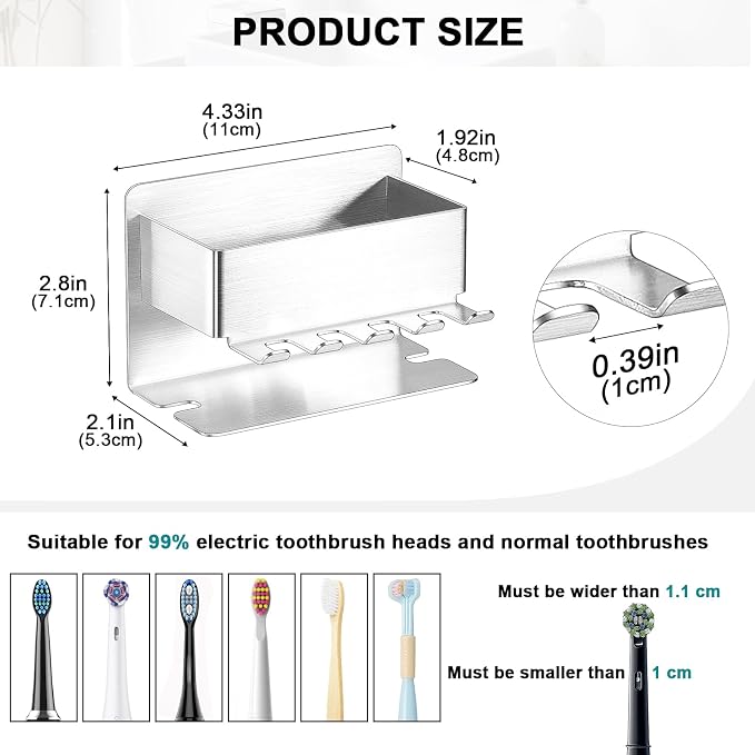 Toothbrush Head Holders, Electric Tooth Brush Head Holder, Adhesive Toothpaste - Image 9