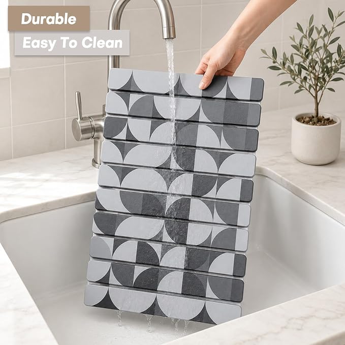 Large Stone Dish Drying Mat for Kitchen Counter, Quick Dry Diatomaceous Earth - Image 6