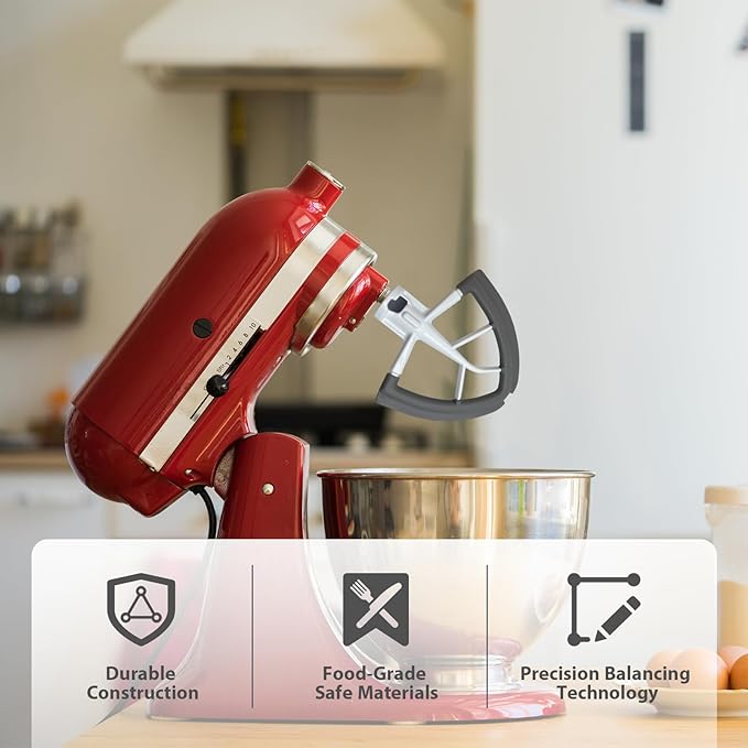 Flex Edge Beater, Stand Mixer Accessories and Attachments, Standing Mixer Accessory Fits Tilt Head Stand Mixer for 4.5-5 QT Mixing Bowl, Silicone Edges
