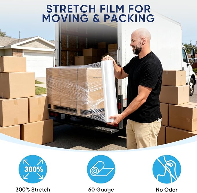 TICONN Stretch Wrap Roll, 15 in x 1000 ft Plastic Wrap - Image 5