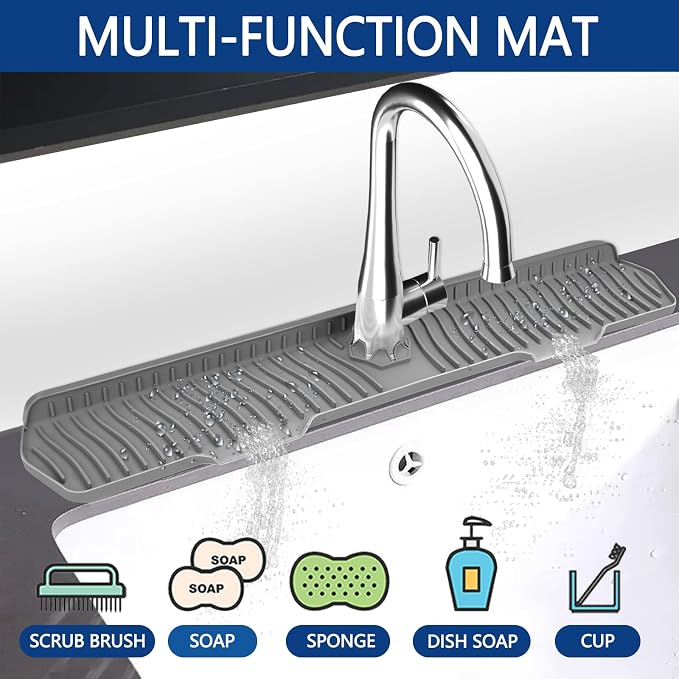 Kitchen Sink Splash Guard Gen2-30" x 6'' Silicone Sink Mat Splash Guard fit - Image 4