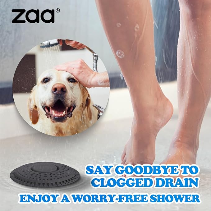 Shower Drain Hair Catcher Silicone Flat Floor Strainer Protector | 2 Pack Black - Image 7