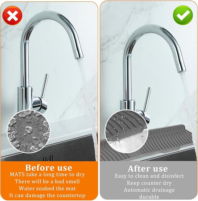 30 Inch Sink Splash Guard, Longer Silicone Sink Mat - Image 5