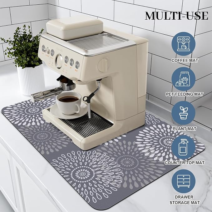 Dish Drying Mat Absorbent Kitchen Counter Mat Rubber Backing Draining Mat | - Image 3
