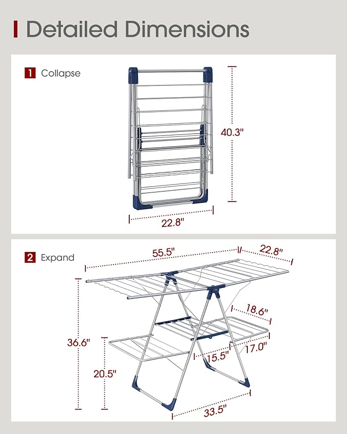 Sakugi Clothes Drying Rack, Foldable 2-Level - Image 2