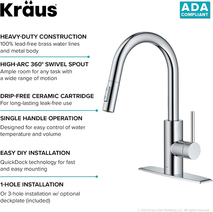 KRAUS Chrome 15 in Single Handle Pull Down Kitchen Faucet KPF-2620CH | - Image 11