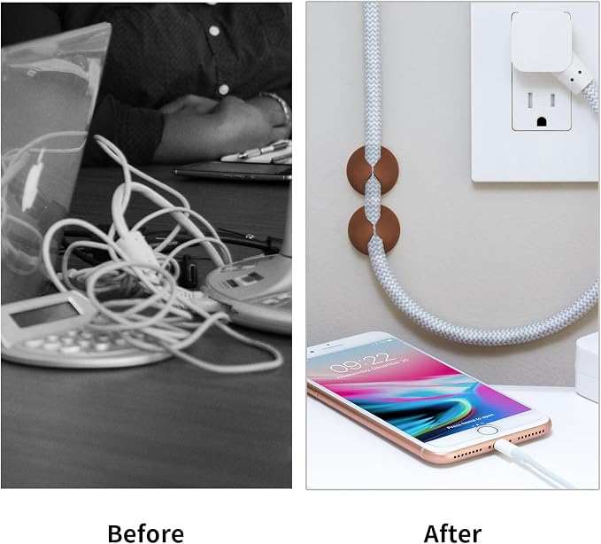 12PCS Coffee Adhesive Cable Clips Cord Organizer - Image 5
