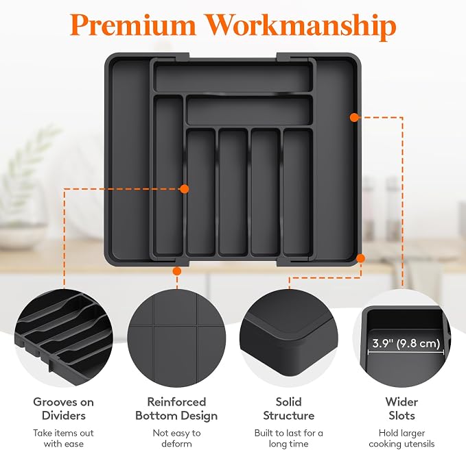 Lifewit Expandable Silverware Drawer Organizer, Kitchen Utensil Tray | BPA-free - Image 6