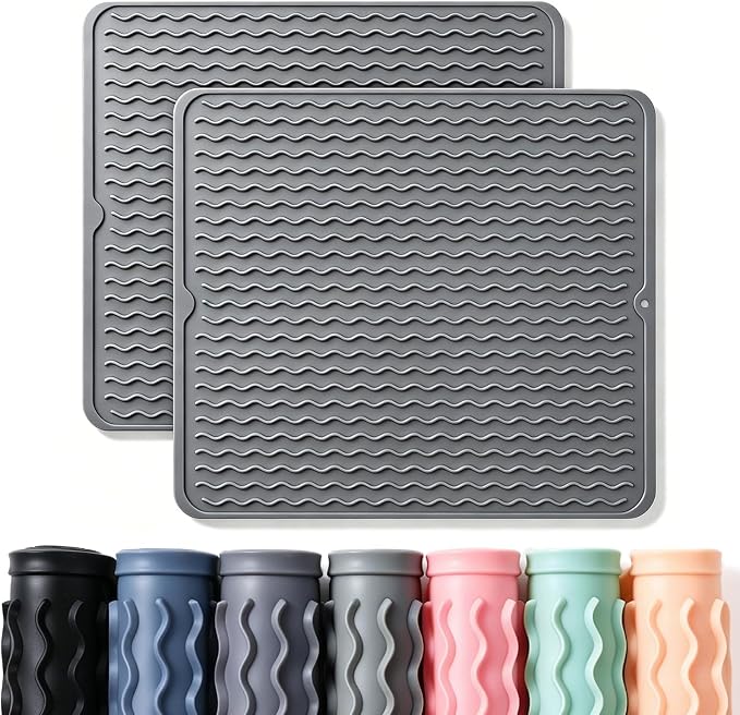 2 Pack Caketime Silicone Dish Drying Mat by CAKETIME