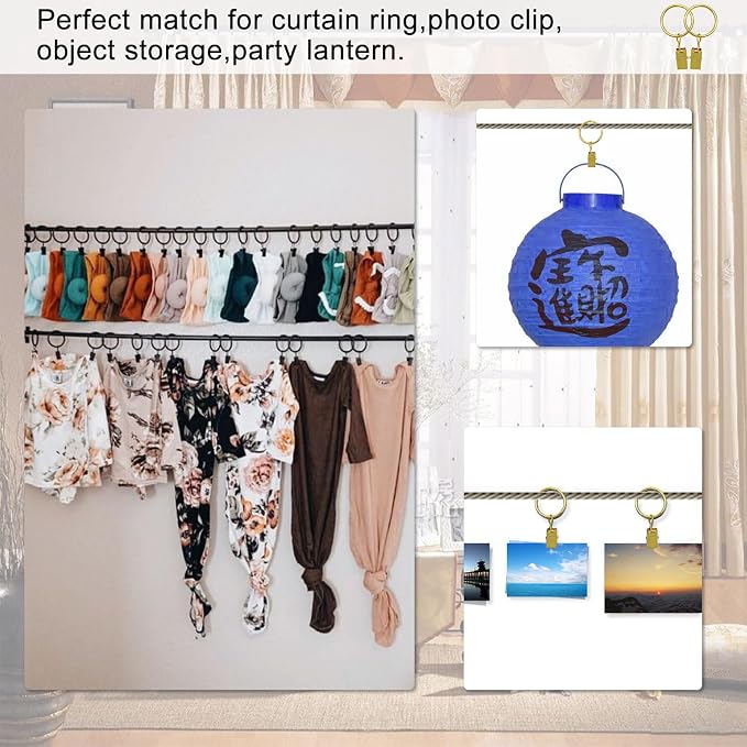 42 Pack Curtain Rings with Clips 1.26" Interior Diameter, Metal Drapery Ring - Image 6