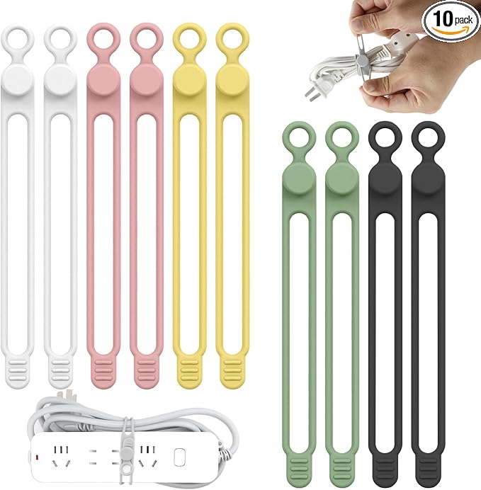 UMUST Silicone Cable Straps, Reusable Cable Ties，Travel Cord Organizer，Wire by ELECTRONICACCESSORIES