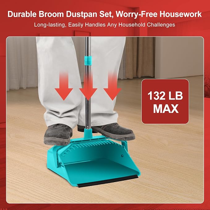 Broom and Dustpan Set for Home, ZeroGap Lip, Upright Storage Broom Combo for - Image 2